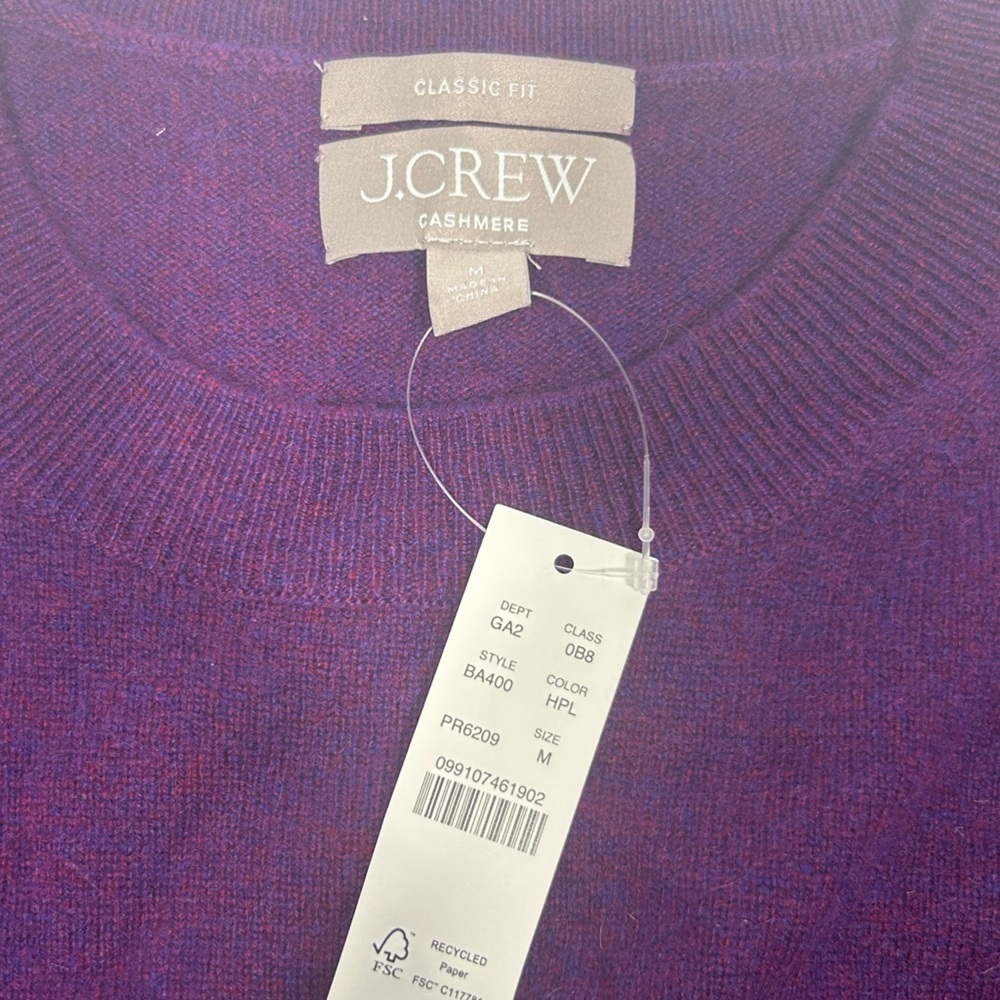 NEW J.Crew Cashmere classic-fit crewneck sweater Size M Plum Purple - Picture 5 of 7